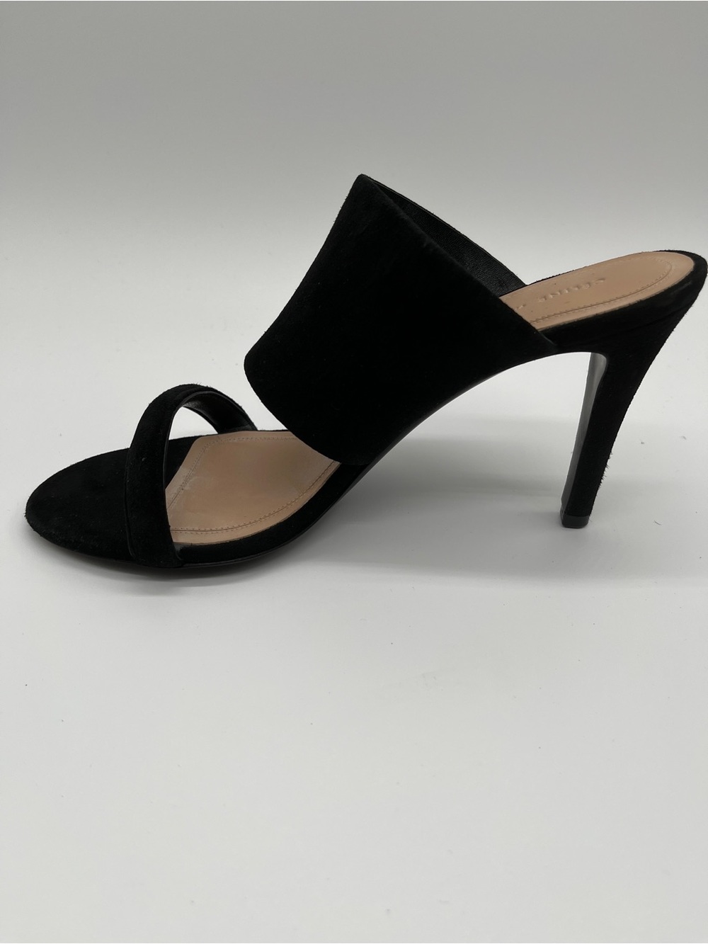 Celine wide strap double band heeled mules
Black suede size 37.5. NWOT. Italy